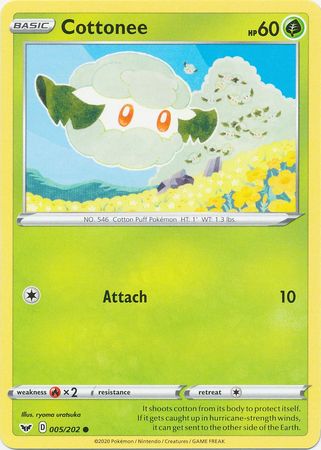 Pokemon - Cottonee - 005/202 - Common - Sword & Shield: Base Set Series - Top CollectiblesCollectible CardsPokémon