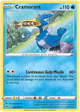 Pokemon - Cramorant - 040/185 - Uncommon - Sword & Shield: Vivid Voltage Series - Top CollectiblesCollectible CardsPokémon