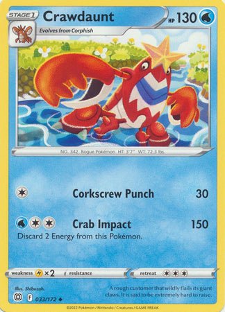 Pokemon - Crawdaunt - 033/172 - Uncommon - Sword &amp; Shield: Brilliant Stars Series - Top CollectiblesCollectible CardsPokémon