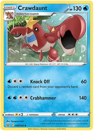 Pokemon - Crawdaunt - 039/163 - Uncommon - Sword &amp; Shield: Battle Styles Singles - Top CollectiblesCollectible CardsPokémon