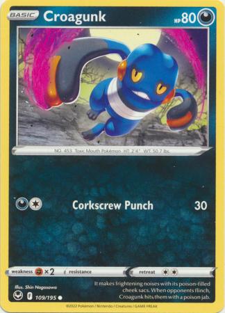 Pokemon - Croagunk - 109/195 - Common - Sword &amp; Shield: Silver Tempest Series - Top CollectiblesCollectible CardsPokémon
