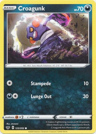 Pokemon - Croagunk - 123/202 - Common - Sword & Shield: Base Set Series - Top CollectiblesCollectible CardsPokémon