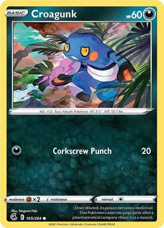 Pokemon - Croagunk - 165/264 - Common - Sword &amp; Shield: Fusion Strike Series - Top CollectiblesCollectible CardsPokémon