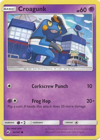 Pokemon - Croagunk - 54/147 - Common - Sun &amp; Moon: Burning Shadows Series - Top CollectiblesCollectible CardsPokémon