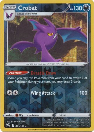 Pokemon - Crobat - 091/163 - Holo Rare Reverse Holo - Sword &amp; Shield: Battle Styles Singles - Top CollectiblesCollectible CardsPokémon
