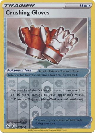 Pokemon - Crushing Gloves - 133/198 - Uncommon Reverse Holo - Sword & Shield: Chilling Reign Series - Top CollectiblesCollectible CardsPokémon