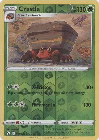 Pokemon - Crustle - 012/203 - Uncommon Reverse Holo - Sword &amp; Shield: Evolving Skies Series - Top CollectiblesCollectible CardsPokémon