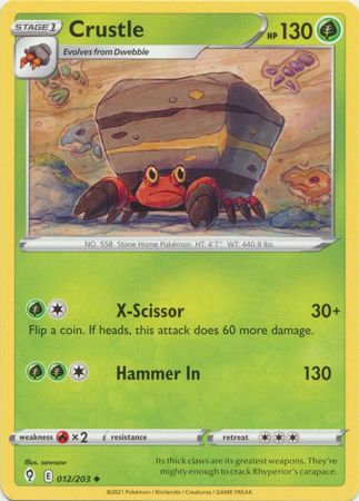 Pokemon - Crustle - 012/203 - Uncommon - Sword &amp; Shield: Evolving Skies Series - Top CollectiblesCollectible CardsPokémon