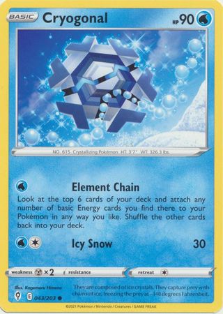 Pokemon - Cryogonal - 043/203 - Common - Sword &amp; Shield: Evolving Skies Series - Top CollectiblesCollectible CardsPokémon