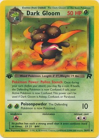 Pokemon - Dark Gloom - 36/82 - Uncommon 1st Edition - Team Rocket Series - Top CollectiblesCollectible CardsPokémon