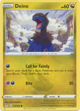 Pokemon - Deino - 113/203 - Common - Sword &amp; Shield: Evolving Skies Series - Top CollectiblesCollectible CardsPokémon