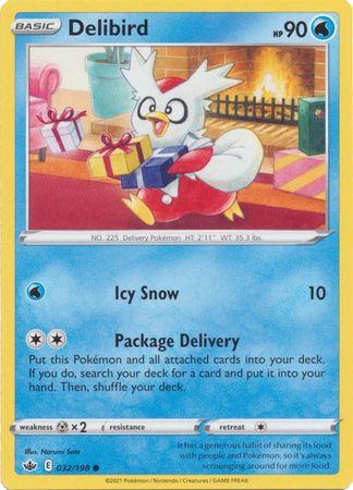 Pokemon - Delibird - 032/198 - Common - Sword &amp; Shield: Chilling Reign Series - Top CollectiblesCollectible CardsPokémon
