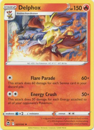 Pokemon - Delphox - 027/195 - Rare - Sword &amp; Shield: Silver Tempest Series - Top CollectiblesCollectible CardsPokémon