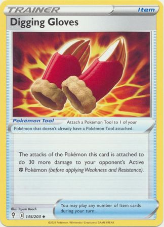 Pokemon - Digging Gloves - 145/203 - Uncommon - Sword &amp; Shield: Evolving Skies Series - Top CollectiblesCollectible CardsPokémon