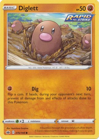 Pokemon - Diglett - 076/198 - Common - Sword &amp; Shield: Chilling Reign Series - Top CollectiblesCollectible CardsPokémon