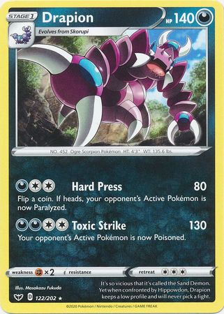 Pokemon - Drapion - 122/202 - Rare - Sword &amp; Shield: Base Set Series - Top CollectiblesCollectible CardsPokémon