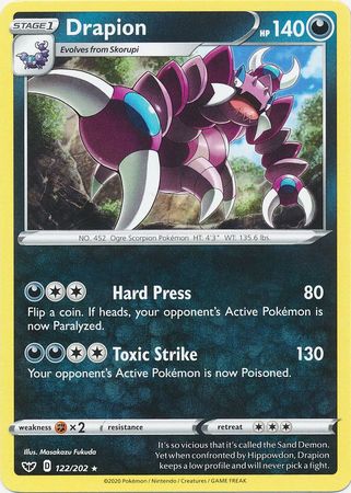 Pokemon - Drapion - 122/202 - Rare - Sword & Shield: Base Set Series - Top CollectiblesCollectible CardsPokémon