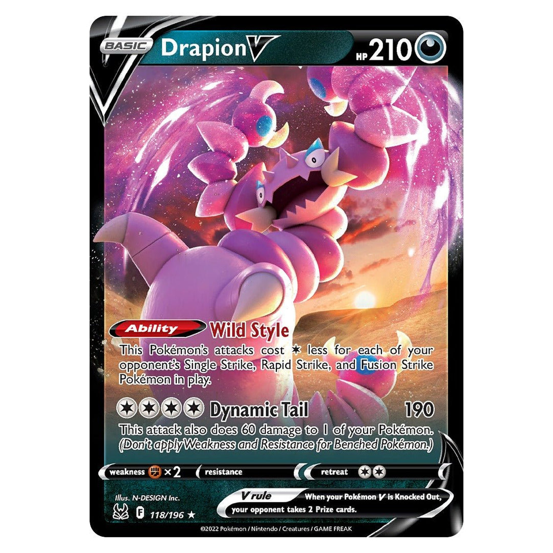 Pokemon - Drapion V - 118 - Rare Holo V - Lost Origin - Top CollectiblesPokémon SinglePokémon
