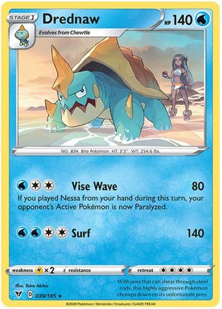 Pokemon - Drednaw - 039/185 - Rare - Sword & Shield: Vivid Voltage Series - Top CollectiblesCollectible CardsPokémon