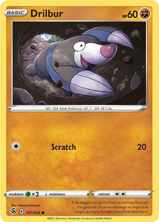 Pokemon - Drilbur - 147/264 - Common - Sword &amp; Shield: Fusion Strike Series - Top CollectiblesCollectible CardsPokémon