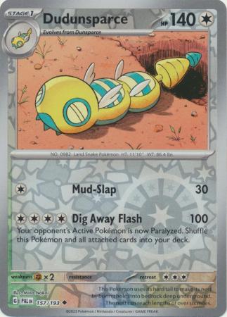 Pokemon - Dudunsparce - 157/193 - Uncommon Reverse Holo - Scarlet &amp; Violet: Paldea Evolved Series - Top CollectiblesCollectible CardsPokémon