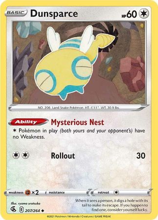 Pokemon - Dunsparce - 207/264 - Uncommon - Sword &amp; Shield: Fusion Strike Series - Top CollectiblesCollectible CardsPokémon