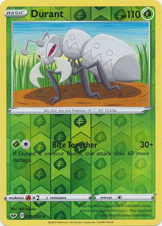 Pokemon - Durant - 008/202 - Rare Reverse Holo - Sword &amp; Shield: Base Set Series - Top CollectiblesCollectible CardsPokémon