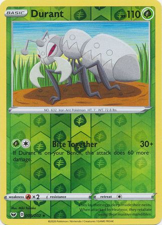 Pokemon - Durant - 008/202 - Rare Reverse Holo - Sword & Shield: Base Set Series - Top CollectiblesCollectible CardsPokémon