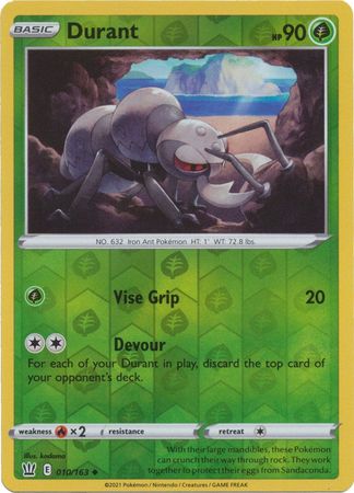 Pokemon - Durant - 010/163 - Uncommon Reverse Holo - Sword &amp; Shield: Battle Styles Singles - Top CollectiblesCollectible CardsPokémon