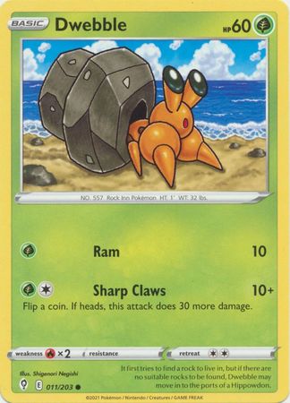 Pokemon - Dwebble - 011/203 - Common - Sword &amp; Shield: Evolving Skies Series - Top CollectiblesCollectible CardsPokémon