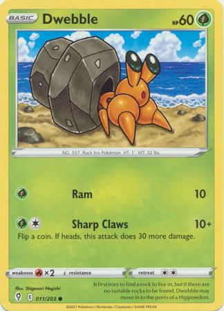 Pokemon - Dwebble - 011/203 - Common - Sword & Shield: Evolving Skies Series - Top CollectiblesCollectible CardsPokémon