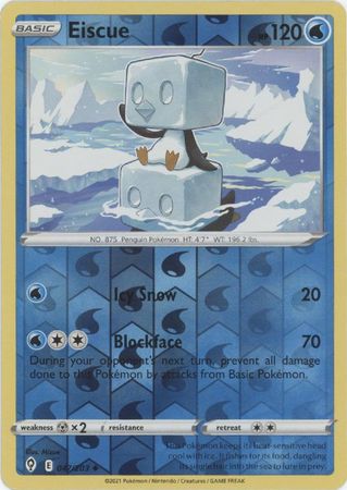 Pokemon - Eiscue - 047/203 - Uncommon Reverse Holo - Sword &amp; Shield: Evolving Skies Series - Top CollectiblesCollectible CardsPokémon