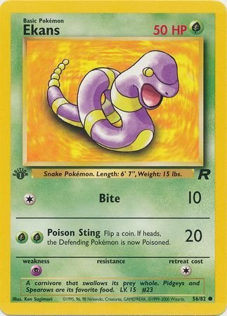 Pokemon - Ekans - 56/82 - Common 1st Edition - Team Rocket Series - Top CollectiblesCollectible CardsPokémon