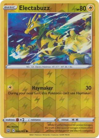 Pokemon - Electabuzz - 044/163 - Common Reverse Holo - Sword & Shield: Battle Styles Singles - Top CollectiblesCollectible CardsPokémon