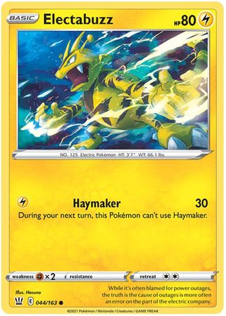 Pokemon - Electabuzz - 044/163 - Common - Sword &amp; Shield: Battle Styles Singles - Top CollectiblesCollectible CardsPokémon
