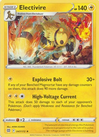 Pokemon - Electivire - 047/172 - Rare - Sword &amp; Shield: Brilliant Stars Series - Top CollectiblesCollectible CardsPokémon