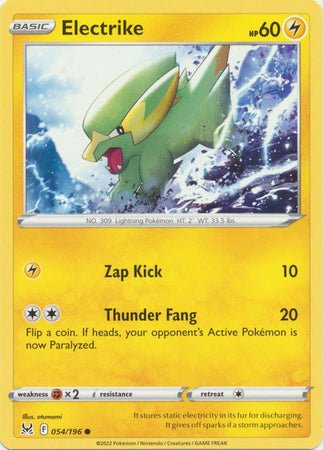 Pokemon - Electrike - 054/196 - Common - Sword &amp; Shield: Lost Origin Series - Top CollectiblesCollectible CardsPokémon