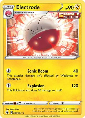 Pokemon - Electrode - 088/264 - Rare - Sword &amp; Shield: Fusion Strike Series - Top CollectiblesCollectible CardsPokémon