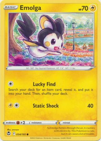 Pokemon - Emolga - 054/195 - Common - Sword &amp; Shield: Silver Tempest Series - Top CollectiblesCollectible CardsPokémon
