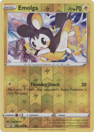 Pokemon - Emolga - 057/203 - Common Reverse Holo - Sword & Shield: Evolving Skies Series - Top CollectiblesCollectible CardsPokémon