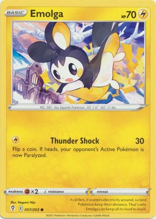 Pokemon - Emolga - 057/203 - Common - Sword & Shield: Evolving Skies Series - Top CollectiblesCollectible CardsPokémon