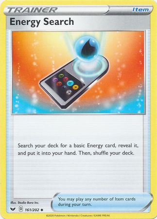 Pokemon - Energy Search - 161/202 - Uncommon - Sword &amp; Shield: Base Set Series - Top CollectiblesCollectible CardsPokémon