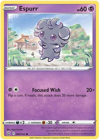 Pokemon - Espurr - 060/163 - Common - Sword & Shield: Battle Styles Singles - Top CollectiblesCollectible CardsPokémon