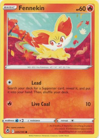 Pokemon - Fennekin - 025/195 - Common - Sword &amp; Shield: Silver Tempest Series - Top CollectiblesCollectible CardsPokémon