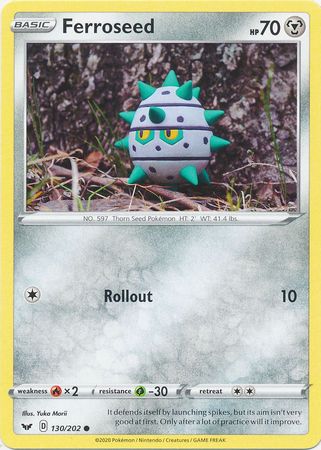 Pokemon - Ferroseed - 130/202 - Common - Sword &amp; Shield: Base Set Series - Top CollectiblesCollectible CardsPokémon
