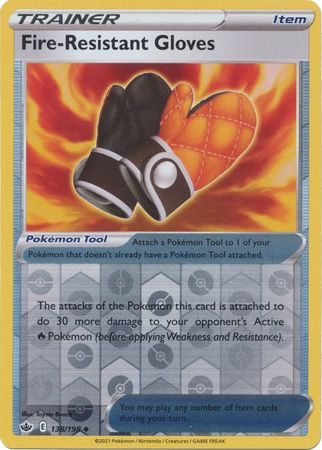 Pokemon - Fire - Resistant Gloves - 138/198 - Uncommon Reverse Holo - Sword & Shield: Chilling Reign Series - Top CollectiblesCollectible CardsPokémon