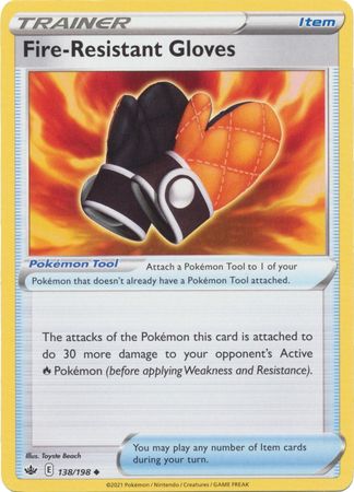 Pokemon - Fire - Resistant Gloves - 138/198 - Uncommon - Sword & Shield: Chilling Reign Series - Top CollectiblesCollectible CardsPokémon