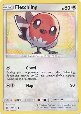 Pokemon - Fletchling - 109/145 - Common - Sun &amp; Moon: Guardians Rising Series - Top CollectiblesCollectible CardsPokémon