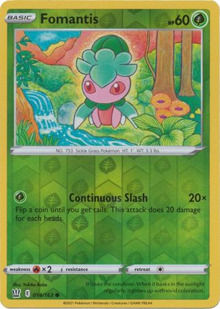 Pokemon - Fomantis - 014/163 - Common Reverse Holo - Sword & Shield: Battle Styles Singles - Top CollectiblesCollectible CardsPokémon