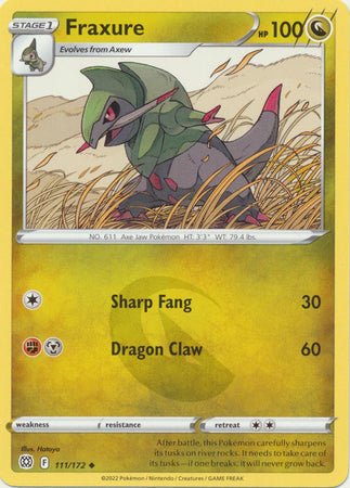 Pokemon - Fraxure - 111/172 - Uncommon - Sword &amp; Shield: Brilliant Stars Series - Top CollectiblesCollectible CardsPokémon